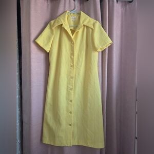 Vintage Yellow Button-Down Dress